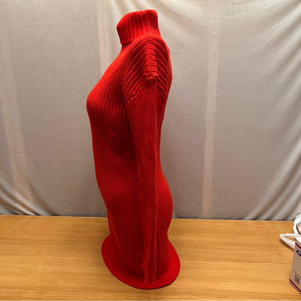 Forever 21 Red Ribbed Turtleneck Long Sleeve Bodycon Mini Sweater Dress XS NEW - Picture 5 of 7